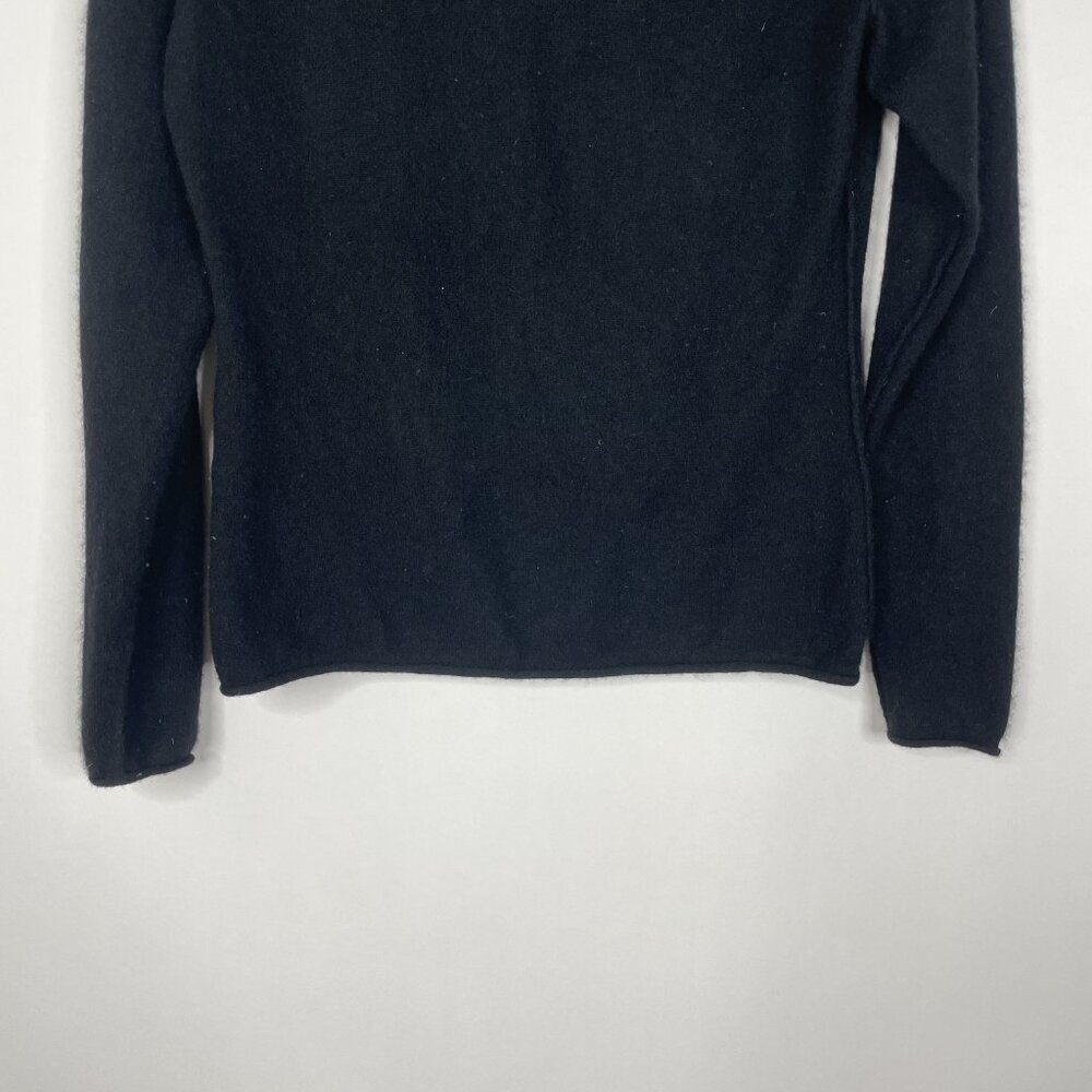 Cashmere Patched V Crew Neck Sweater Black M #5742 - Picture 6 of 12